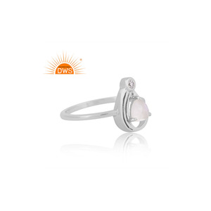 Best Selling Sterling Silver Natural <b>Cz</b> & Rainbow Moonstone Gemstone Stackable <b>Ring</b> Custom Jewelry For Women Gift For Her - Product Image 3