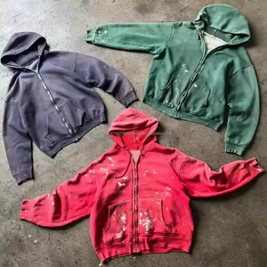 Sweat-shirt à capuche pour homme, style streetwear, logo personnalisé, surdimensionné, thermique, vintage, délavé à l'acide, effet gaufré, nouveau style, brodé, hiver - Product Image 6