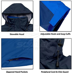 Veste de VTT pour homme avec fermeture éclair, imperméable et respirante, design à capuche, poches pratiques, tissu polyester/nylon - Product Image 4