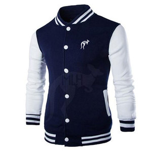 เสื้อแจ็คเก็ต Letterman คุณภาพสูง แห้งเร็ว สำหรับผู้ชาย คอตั้ง พร้อมโลโก้ด้านหน้า สไตล์วินเทจ ผ้าฝ้าย 100% ปรับแต่งได้ - Product Image 1