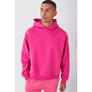 Sweat à capuche épais et oversize en molleton bouclette 100 % coton pour homme, style streetwear thermique, brodé, teint uni, collection automne - Product Image 1