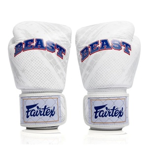 Gants de boxe Fairtex professionnels blancs et argentés, fermeture à lacets, design personnalisable, antidérapants, respirants, en cuir véritable pour arts martiaux - Product Image 6