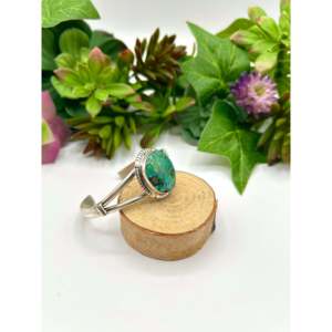 Navajo-Made Kingman Turquoise & Sterling <b>Silver</b> <b>Cuff</b> <b>Bracelet</b> Highgrade Cultural Collectible Jewelry - Product Image 2