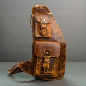 Genuine Leather Vintage Handmade Crossbody chest bag Casual Shoulder <b>Purse</b> Customized Sling <b>Backpack</b> Fanny Pack - Product Image 1