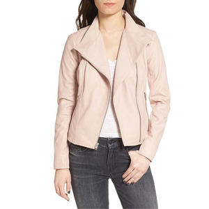 High Quality Customized Moto Style Spring Leather Jacket <b>for</b> Women Pink Color with Regular Fit Men's <b>Clothing</b> Trending <b>for</b> Women - Product Image 2