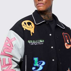 High Quality Letterman Varsity Winter Jacket Wool Body Genuine Leather Sleeves Custom Stylish Letterman Jacket for Men - Product Image 2