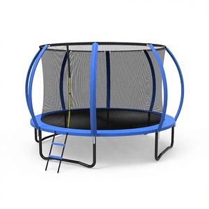 Hot Sale Outdoor Stainless Steel & Aluminum 10ft Kids <b>Trampoline</b> with Safety Enclosure Net Christmas Gift Boys Girls - Product Image 1
