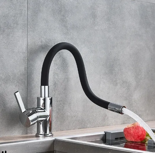 Linh hoạt cổ bồn rửa nhà bếp Vòi Chrome phổ Ống nóng lạnh nhà bếp Mixer tap sàn gắn phòng tắm nhà bếp tap