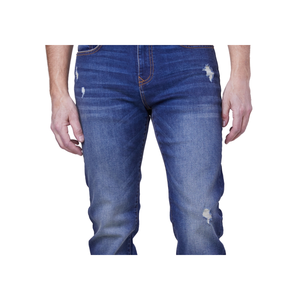 Jeans da Uomo Lazer a Gamba Dritta Blu Denim Taglia 32x34 Vintage Hip Hop Streetwear a Gamba Larga con Tessitura a Maglia Colore Scuro Chiaro - Product Image 5