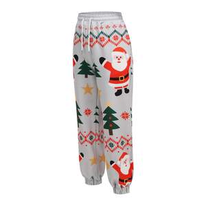 Pantalones de chándal navideños de corte Premium para mujer, diseño elegante, con cordón, pantalones de chándal navideños, abalorio cálido de poliéster para vacaciones - Product Image 2