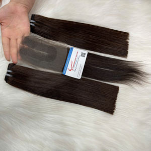 Extensiones de cabello virgen vietnamita de alta calidad Natural 100%, cabello de trama recta de hueso de color dibujado Doble - Product Image 2