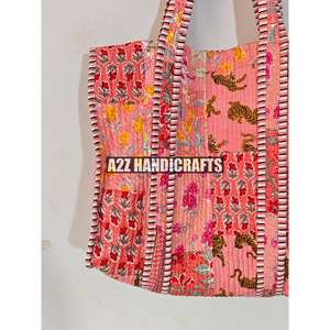 กระเป๋าผ้าโท้ทเป็นมิตรกับสิ่งแวดล้อม, กระเป๋าโบโฮสำหรับศิลปินร้านขายของชำที่จับสองชิ้นกระเป๋าผ้าฝ้ายขนาดใหญ่แบบกลับด้านได้ทำด้วยมือ - Product Image 2