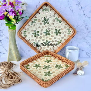 Bandeja de Ratán Moderna de Primera Calidad Tejida a Mano, Bandeja de Servicio Natural Decorativa Multiusos Móvil para Decoración del Hogar Tradebyd - Product Image 4