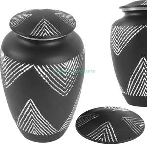 Grande urne funéraire artisanale noir argent design élégant urne de crémation pour cendres adultes urnes funéraires en métal fournitures - Product Image 1
