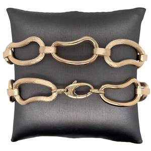 Collar de cadena de eslabones de remolino chapado en oro amarillo de 14K, joyería de moda de estilo Vintage Unisex con trabajo de acabado dorado mate y brillante - Product Image 5