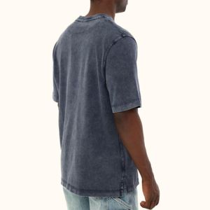 Small MOQ 220g Washed Distressed 100% Cotton <b>Retro</b> T-shirt Small Shoulder Short Sleeved Heavyweight Knitted <b>Fabric</b> Good Service - Product Image 4