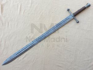 DAMASCO HECHO A MANO MANGO DE CUERO MARRÓN ESPADA VIKINGA 2017 - Product Image 2