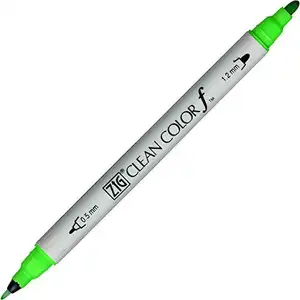 [·库雷图] 库雷图Zig双尖记号笔清洁颜色F，荧光绿色 (TCS-6000T-004) (5 pcs) 钢笔墨水毛笔笔mang