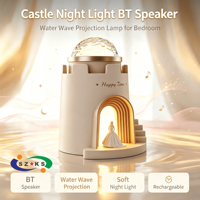 Projecteur d'ondulations d'eau rechargeable avec minuterie, veilleuse LED RGB romantique en forme de château, haut-parleur avec micro intégré, portée de 10 m, compatible V5.0 App