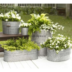 Macetas de Metal Galvanizado Decorativas para Hogar, Hotel, Restaurante y Jardín, Macetas Grandes para Plantas a un Precio Impresionante - Product Image 1