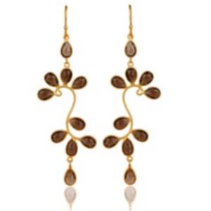 Pendientes en forma de pera de Plata de Ley 925, Gema ahumada, novedad - Product Image 1