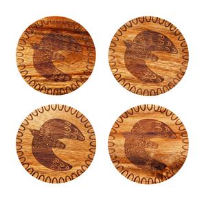 <b>Set</b> <b>of</b> <b>6</b> MDF Wood Enamel Coated <b>Coaster</b> <b>Set</b> Custom Wood <b>Coaster</b> <b>Set</b> with Handmade Bone <b>and</b> Brass Inlay Made in India - Product Image 6