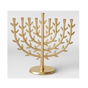 Top vente juif décoratif métal nickelé Menorah candélabre rétro grand bougeoir pour la décoration de la maison fabricant - Product Image 3