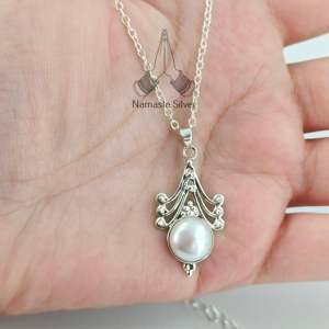 Collier pendentif en argent sterling 925 fait main avec perle d'eau douce pour un cadeau d'anniversaire, de Noël ou de la Saint-Valentin - Product Image 6