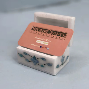 Joyero de mármol azul al por mayor con trabajo de incrustación elegante | Organizador decorativo de lujo para joyería de mujer - Product Image 5