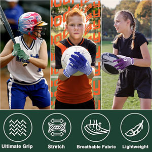 Gants de rugby de football verts pour jeunes garçons Gants larges et confortables avec logo imprimé - Product Image 5