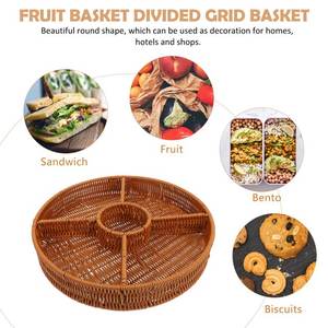 Cesta de fruta tejida de ratán natural Cesta de almacenamiento para el hogar de nuevo diseño para cocina y Camping Material de mimbre - Product Image 5