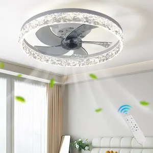 20" Modern Ceiling Fan with Lights and Remote White&Black&Brown Dimmable Low Profile Ceiling Fans for Bedroom Living Room