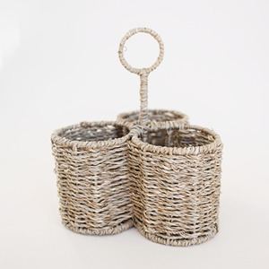 Porte-couverts en herbe de mer tressée, choix idéal, rangement pour ustensiles en paille d'herbe de mer naturelle - Product Image 4