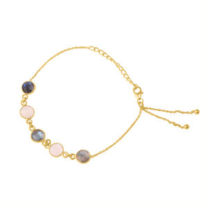 Bracelet en argent sterling 925 à coupe ronde et pierres précieuses plaquées or Bracelet à la mode pour cadeau de mariage pour femme. - Product Image 4