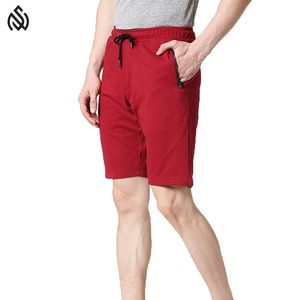 Short en molleton de coton pour homme Motif solide Poches à fermeture éclair Short de survêtement en molleton décontracté pour la maison Jogger Fitness Longueur au genou - Product Image 4
