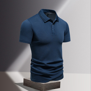 Polo en coton et polyester coupe ajustée pour homme Polo en tricot décontracté à manches courtes anti-rides - Product Image 4
