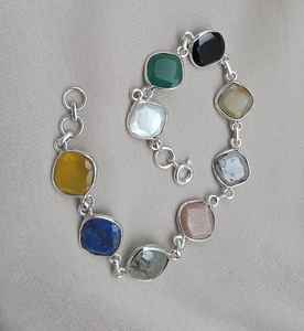 Bracelet en argent sterling 925 multi-pierres, bijoux en pierres précieuses naturelles, style bohème ethnique artisanal pour femmes, bijoux tendance. - Product Image 2