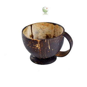 Tasses et soucoupes à thé et soucoupes en coquille de noix de coco 100% naturelle 100ml jetables pour le café et la maison - Product Image 1