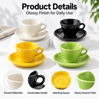Ensemble tasse et soucoupe à expresso en céramique avec logo personnalisé, tasse et soucoupe en porcelaine solide pour café, OEM ODM, fournisseur d'usine en gros