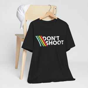 DON'T SHOOT Gaming Shirt Sarcastic Funny Retro Arcade Raiders Tee Video <b>Game</b> Emote Gamer <b>Gift</b> Distressed Vintage ARC Stripes - Product Image 5