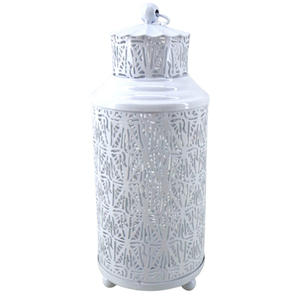 Juego de farolillos de metal de 3 portavelas de tamaño mediano de PC blanco para decoración de hogar y jardín hecho a mano al por mayor a granel - Product Image 5