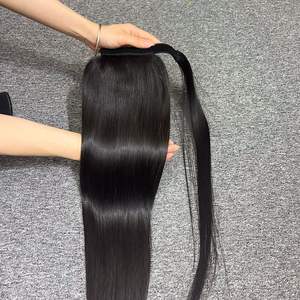 Produit de haute qualité Queue de Poney Cheveux Noir Jerry Curl Vierge Bundle de Cheveux Bruts Un Donneur Lace Front Long pour les Femmes - Product Image 3