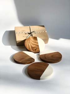 Marble Wood Coaster compact marble wood coaster ideal for <b>small</b> spaces apartments modern urban living homes - Product Image 4