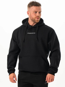 100% Cotton Polyester Blend Solid Hooded Collar Pullover Oversize Sweatshirts for Men Long Drawstring <b>Hoodie</b> Plus Sizes Knitted - Product Image 2