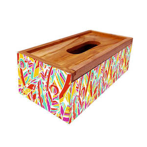 Belle boîte de support de papier de soie MDF en bois imprimée en or avec finition brillante pour la maison ou le bureau - Product Image 2