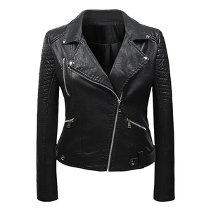 Moda Casual Street Slim Fit motocicleta corta PU cuero mujer chaqueta cuero de vaca genuino - Product Image 3