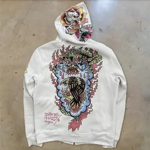 Nuevo Retro hombres Sudadera con capucha patrón impreso estilo perezoso Harajuku gótico hombres y mujeres cremallera Sudadera con capucha Demon Slayer streetwear - Product Image 1