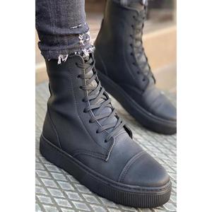 Stivali sportivi alti con suola alta in pelle nera - Product Image 3