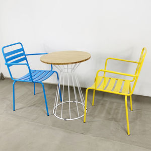 CBCF017 Contemporary Metal <b>Restaurant</b> Table and Chair <b>Set</b> Round Shape 2-Seater - Product Image 1