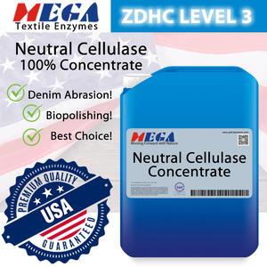 Enzyme liquide MEGA Cellulase pour lavage acide du denim, haute concentration, certifié ISO, pH 5,5-7,5, activité enzymatique - Product Image 2